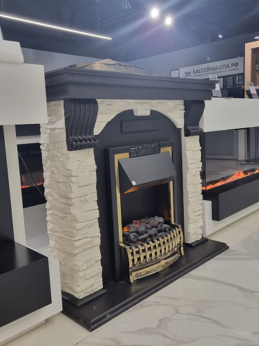 Биокамин Dimplex Luxemburg очаг Atherton сланец/темный дуб (каменный) (выставочный образец)_3