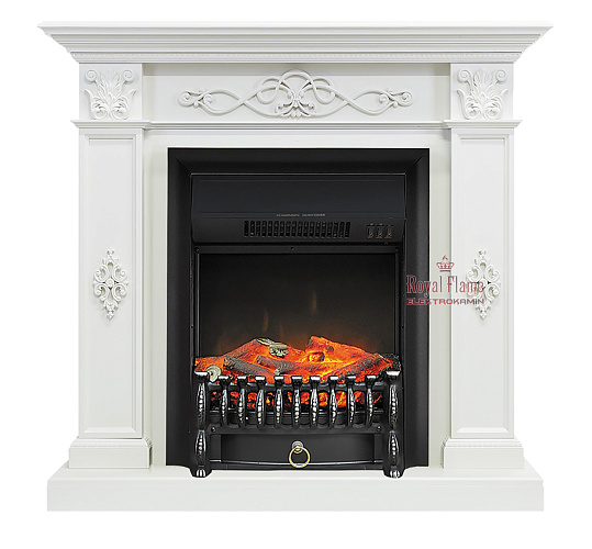 Royal Flame Derby очаг Fobos FX Black белый дуб_0